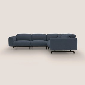 Sakura divano in piuma d'oca angolare REVERSIBILE in morbido tessuto fiammato impermeabile T14 blu