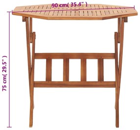 Tavolo da Giardino Pieghevole 90x75 cm in Massello d'Acacia