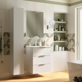 Mobile da bagno sotto lavabo Jnka bianco lucido laccato lucido L 60 x H 72 x P 45 cm 3 cassetti, lavabo non incluso