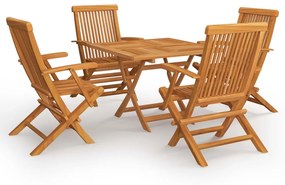 Set da pranzo da giardino 5 pz in legno massello di teak