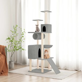 Albero per gatti con tiragraffi in sisal grigio chiaro 168 cm