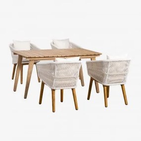 Set tavolo allungabile in legno (150-200x90 cm) Naele e 4 sedie da - Sklum