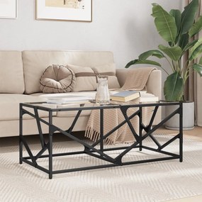 Tavolini Con Piano Vetro Trasparente 2 Pz 98,5x50x41cm Acciaio /