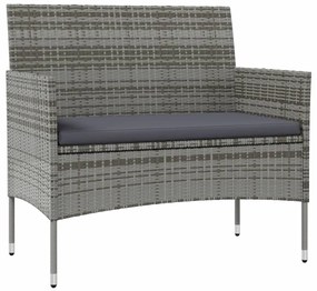 Set divani da giardino 16 pz con cuscini in polyrattan grigio