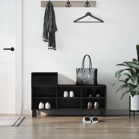 Scarpiera Nera 102x36x60 Cm İn Legno Multistrato /