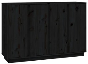 Credenza nera 120x35x80 cm in legno massello di pino