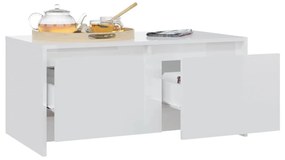 Tavolino da Salotto Bianco Lucido 90x50x41,5 cm in Truciolato