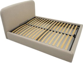 Letto matrimoniale imbottito beige con contenitore con rete inclusa 140x190 cm Sea – Scandic