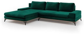 Divano letto angolare verde chiaro con rivestimento in velluto, angolo sinistro Astre - Windsor &amp; Co Sofas