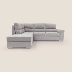 Minerva divano angolare con estraibile a cassettone e pouf contenitore in tessuto morbido impermeabile T02