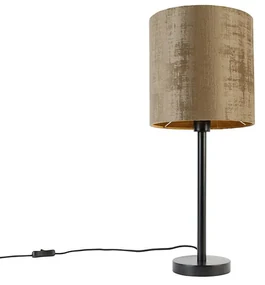 Lampada da tavolo moderna nera con paralume marrone 25 cm - Simplo