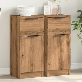 Credenze 2 Pz Rovere Artigianale 30x30x70 Cm Legno Multistrato /