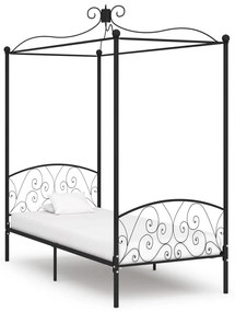 Letto a baldacchino nero in metallo 100x200 cm