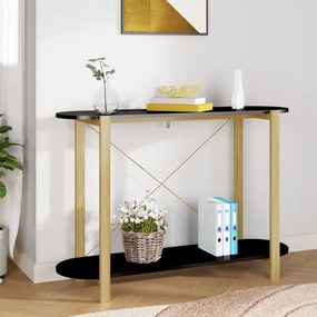 Tavolino Consolle Nero 110x38x75 Cm İn Legno Multistrato /