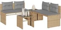 Set Divano da Giardino 4 pz con Cuscini Beige in Polyrattan 4003881