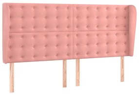 Testiera ad orecchio rosa 183x23x118/128 cm in velluto