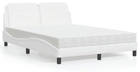 Letto Con Materasso Bianco 140x200 Cm İn Similpelle /