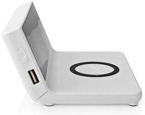 Nedis WCACQ20WT - Orologio a sveglia con display LCD e senza fili caricatore 15W/5V bianco