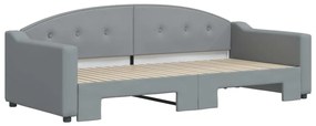 Divano letto con letto estraibile grigio chiaro 90x200 tessuto