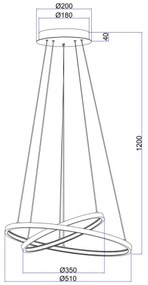 Globo 67192-42B - Lampadario LED a sospensione con filo RALPH 2xLED/21W/230V