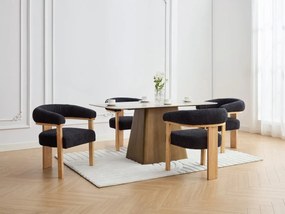 Sedia con braccioli in Tessuto bouclette e Legno di hevea Nero e Naturale  - LIVELIA di Pascal MORABITO