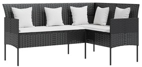 Set divano a l con cuscini 5 pz nero in polyrattan