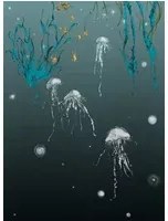 Edmond Petit Carta da parati Nautilus/ Méduses/ Nénuphars - Noir - Méduses droit - Noir