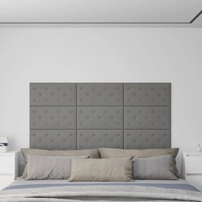 Pannelli Murali 12 Pz Grigi 60x30 Cm Similpelle 2,16 M² /