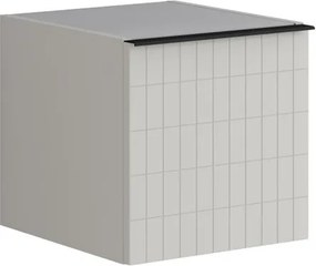 Base laterale Pixel con anta Grid laccato opaco Beige Greige e maniglia alluminio nero L.40 H.40 P.45,5 cm.