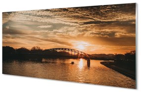 Quadro vetro Ponte di cracovia tramonto fiume 100x50 cm