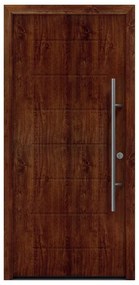 Porta d'ingresso HORMANN ISO PRO SECUR L 80 x H 210 cm rovere scuro tirare a sinistra