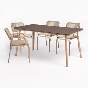 Set Tavolo E 4 Sedie Da Giardino Arhiza Marrone Moka - Sklum