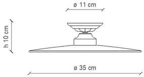 Plafoniera Industrial Potenza Ferro E Ceramica Nero Diam. 35Cm 1 Luce E27