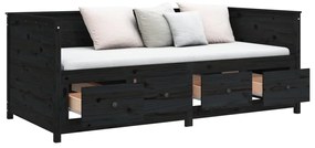 Dormeuse Nera 75x190 cm in Legno Massello di Pino