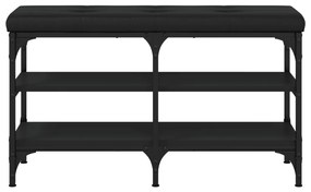 Panca porta scarpe nera 82x32x47 cm in legno multistrato
