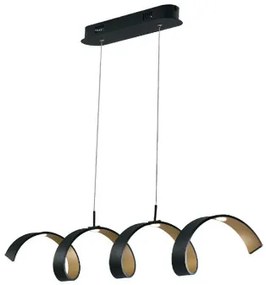 Lampadario Sospensione Led Helix Moderno Colore Nero Oro  20W