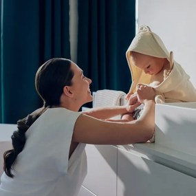 Lionelo - Asciugamano per bambini con cappuccio in mussola Sabbia