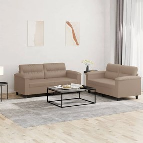 Set Di Divani 2 Pz Con Cuscini Cappuccino İn Similpelle /