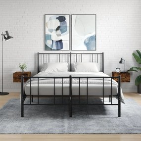 Comodini A Muro 2 Pz Rovere Fumo 35x35x20 Cm /