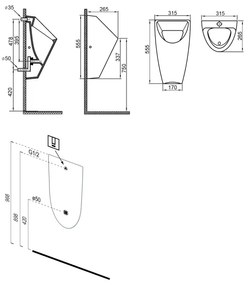 Bruckner - Orinatoio SCHWARN tubo posteriore, scarico posteriore ceramica/nero opaco