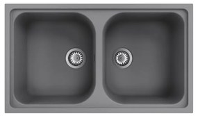 Lavello sopratop 2 vasche DELINIA Elba quarzo L 50 x L 86 cm grigio