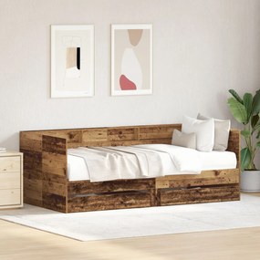 Letto a giorno con cassetto legno vecchio legno ingegnerizzato
