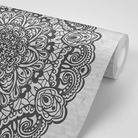 Carta da parati – Mandala floreale in bianco e nero