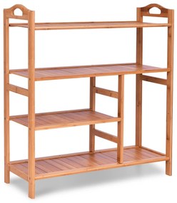 Costway Portascarpe in bambù a 4 piani con spazio per stivali, Scaffale per scarpe per ingresso e soggiorno Naturale