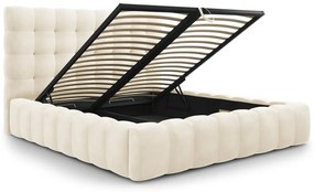 Letto matrimoniale imbottito beige con contenitore con griglia 200x200 cm Bali - Cosmopolitan Design