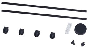 Sistema di illuminazione su binario moderno con 4 faretti neri monofase - Magnetic Zagaye