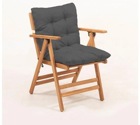 Sedia da giardino pieghevole con cuscino grigio/rovere