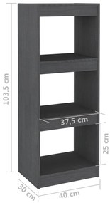 Libreria/Divisorio Grigio 40x30x103,5 cm Legno Massello di Pino