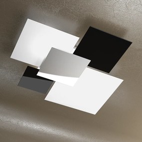 Applique Contemporanea Shadow Metallo Bianco Vetro Nero 4 Luci E27 91Cm