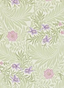 Morris & Co Carta da parati Larkspur - Olive/ Lilac
